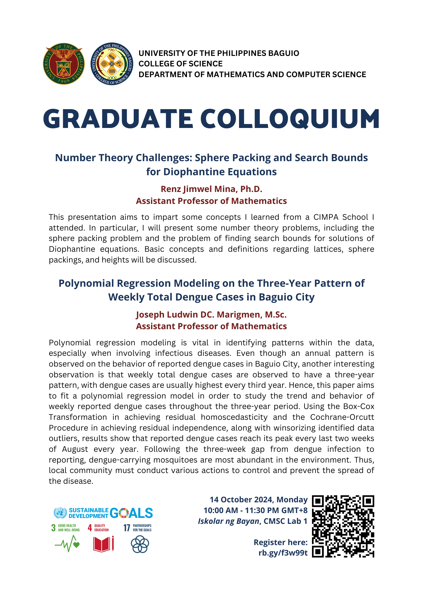 Graduate Colloquium 14 October 2024