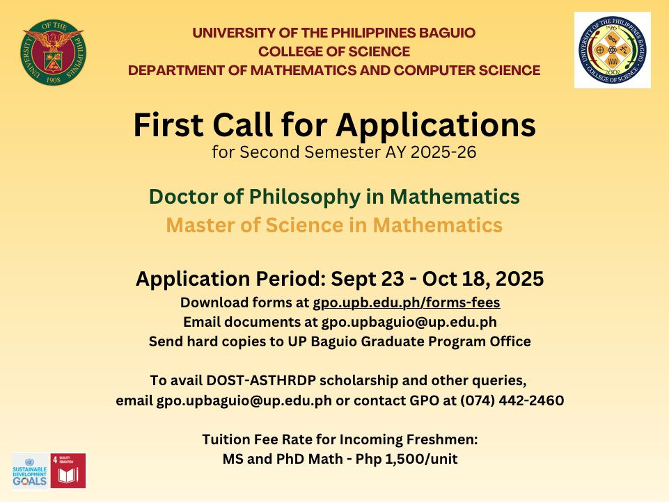 First Call for Applications for Graduate Studies for Second Semester AY 2025-26