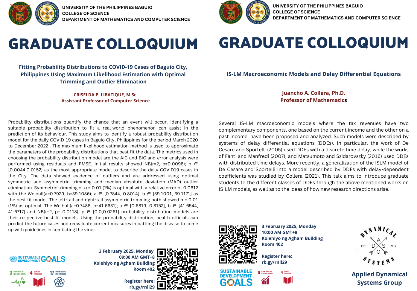 Graduate Colloquium 3 February 2025