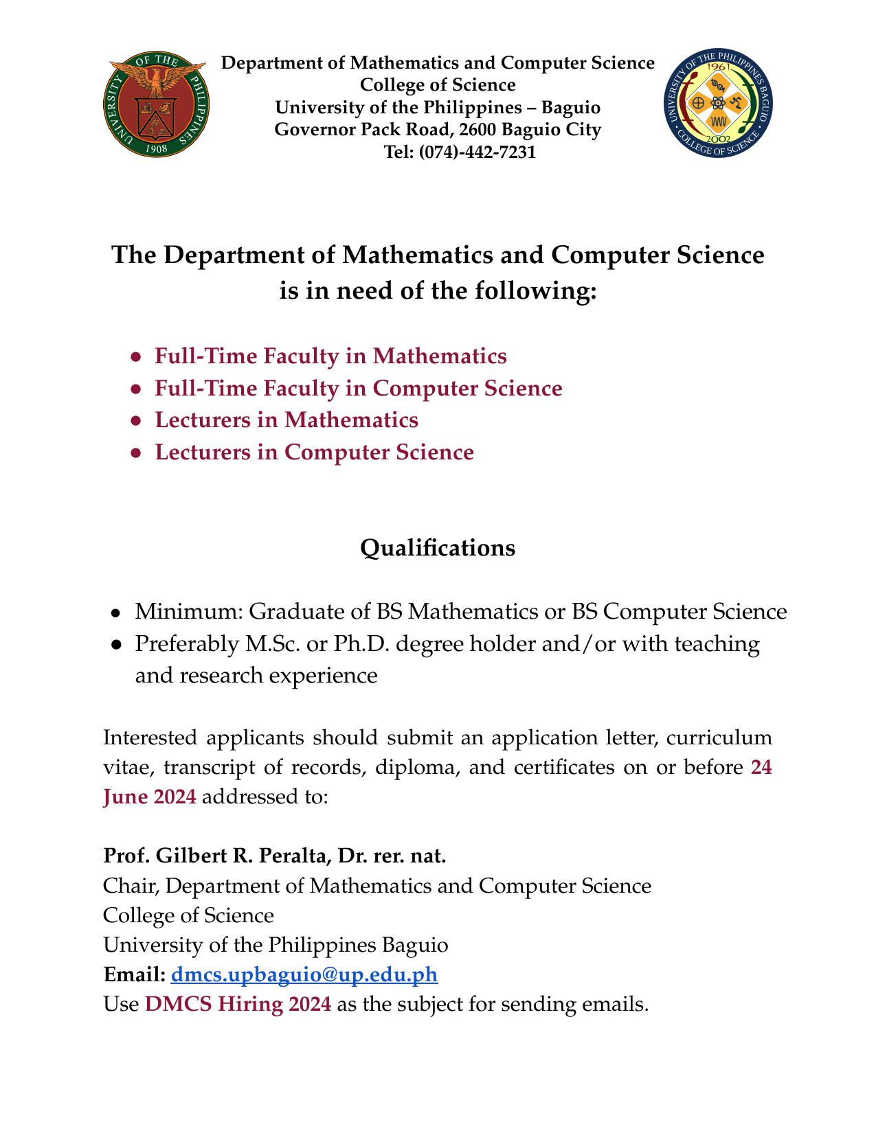 DMCS Hiring First Semester AY 2024-2025